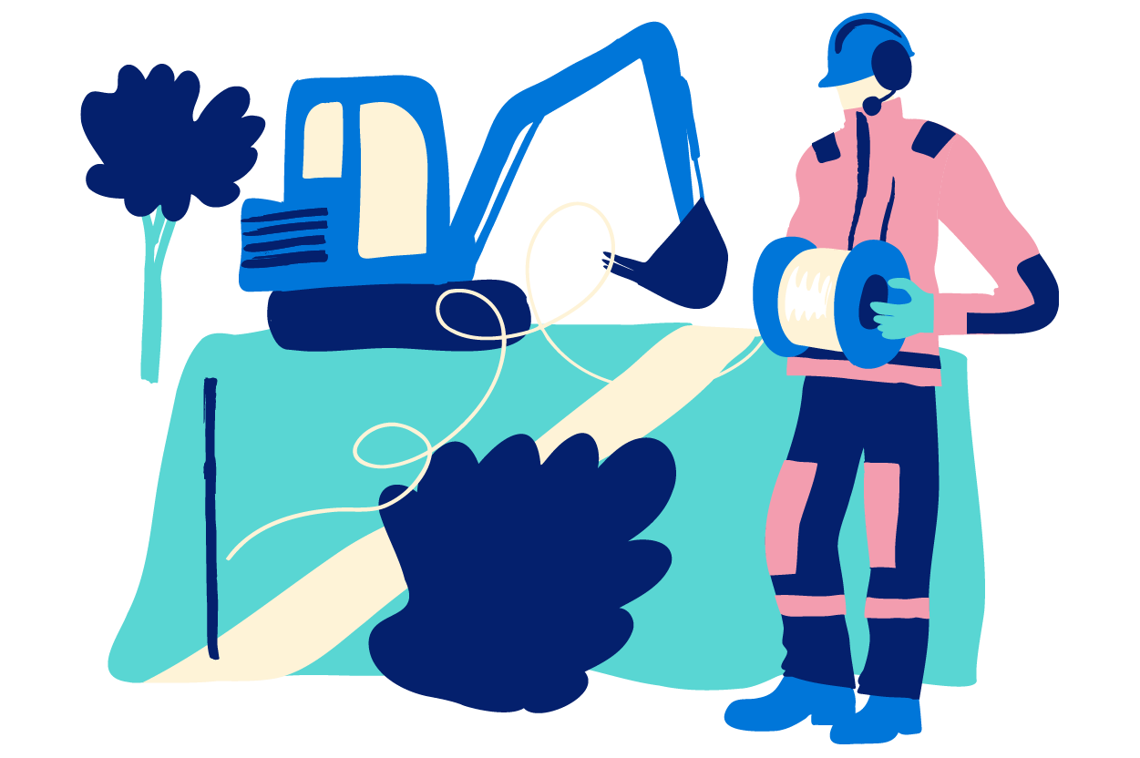 Grafik fiberinstallatör på fält